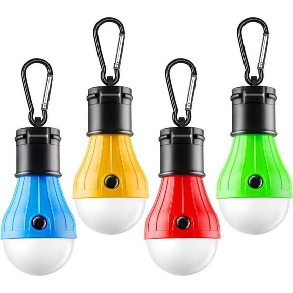 Portable LED Light 4 Packs Clip Hook Lanterns Camping Hiking Fishing Outage Hurr - Picture 1 of 7